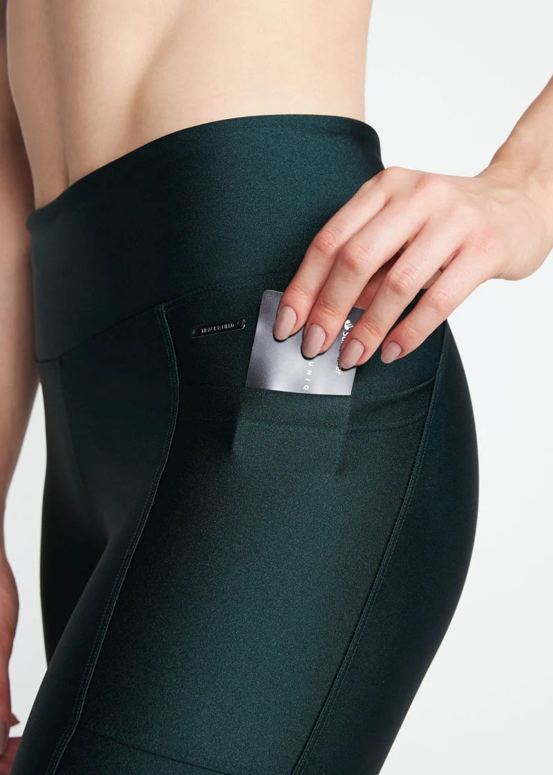 Calça Legging Mulher Bolsos Brilho
