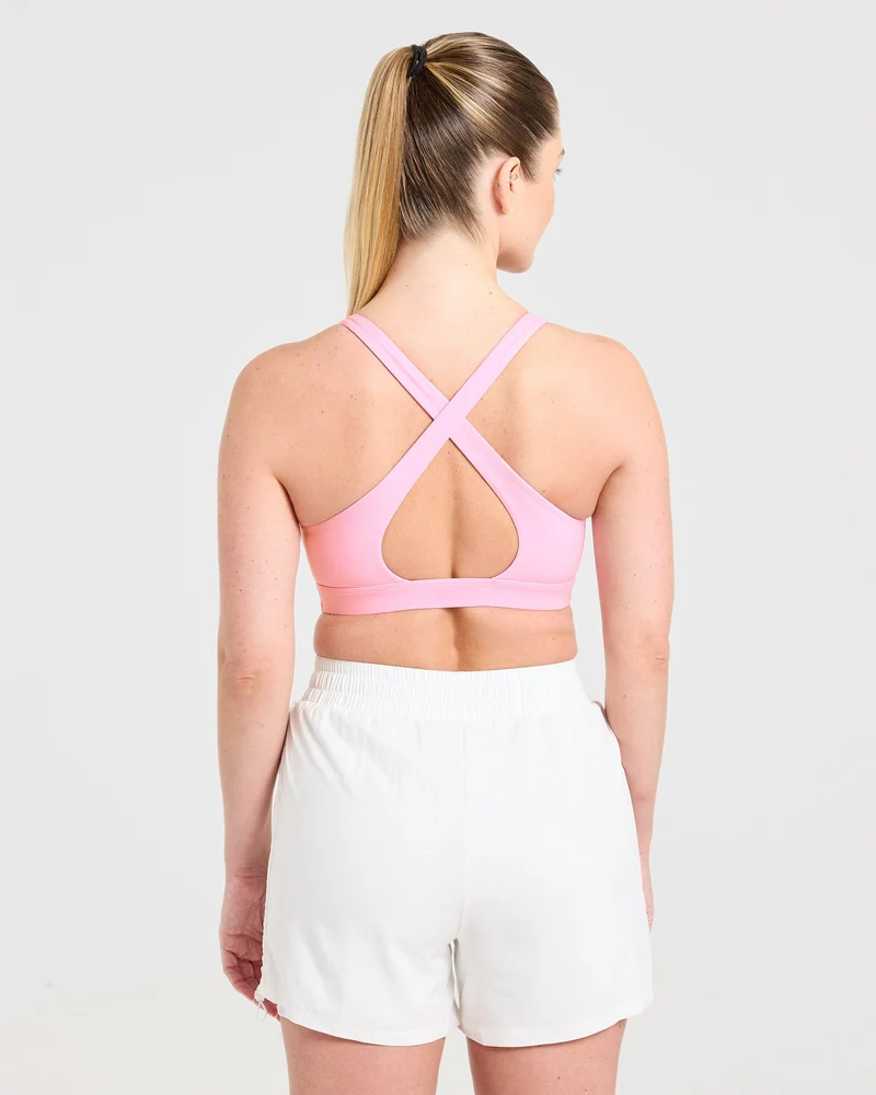 Run Cross Back Sports Bra - Spring Rose