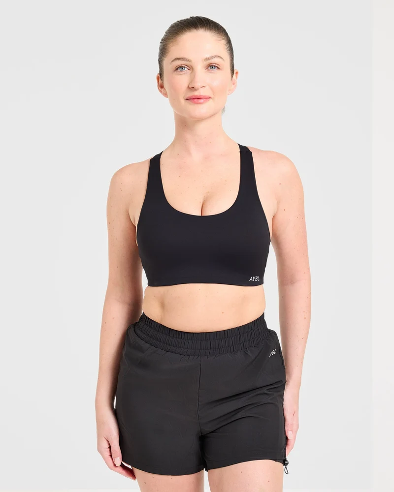 Run Cross Back Sports Bra - Noir
