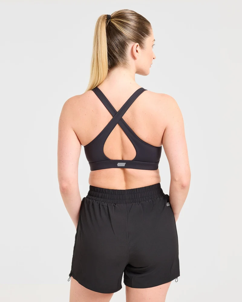 Run Cross Back Sports Bra - Noir