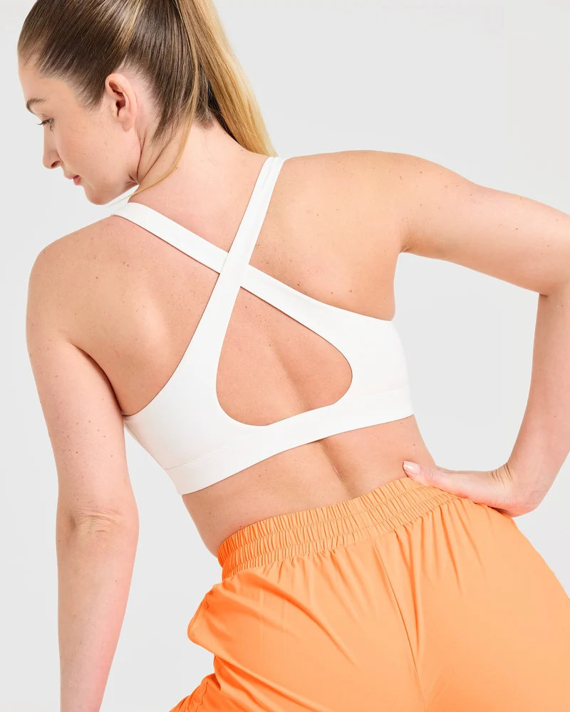 Run Cross Back Sports Bra - Blanc