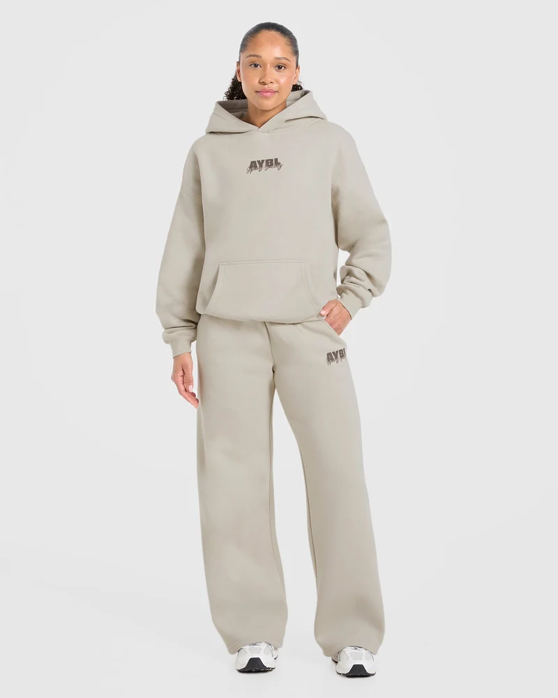 Sports Society Oversized Straight Leg Joggers - Sand