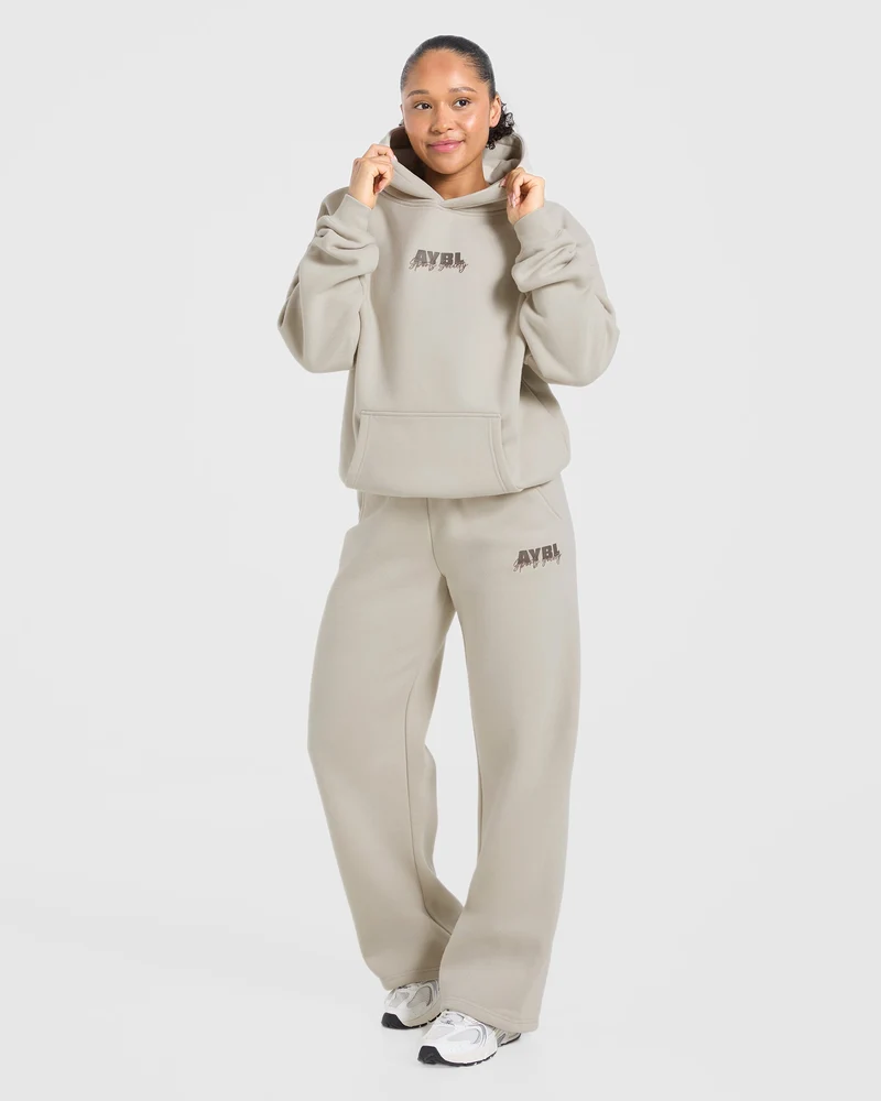 Sports Society Oversized Straight Leg Joggers - Sand