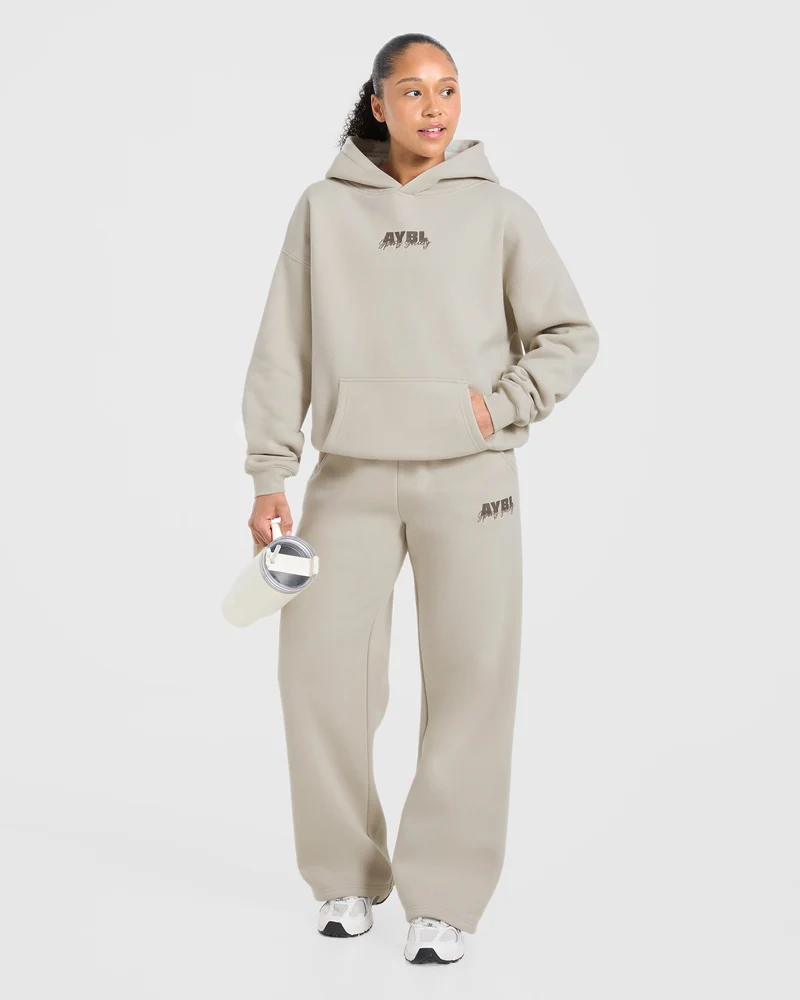 Sports Society Oversized Straight Leg Joggers - Sand