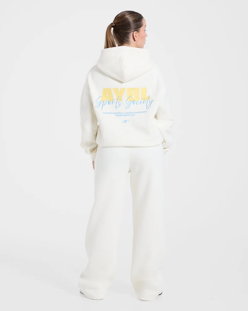 Sports Society Oversized Straight Leg Joggers - Off Blanc