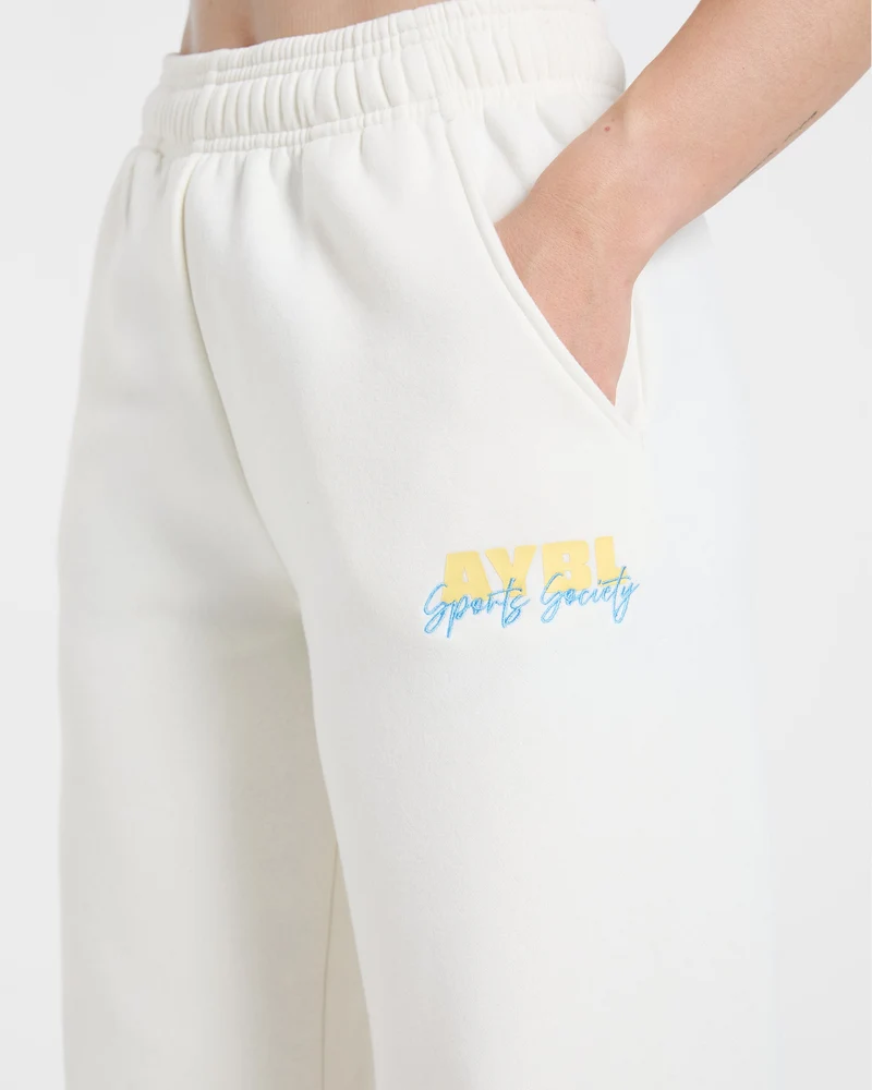Sports Society Oversized Straight Leg Joggers - Off Blanc