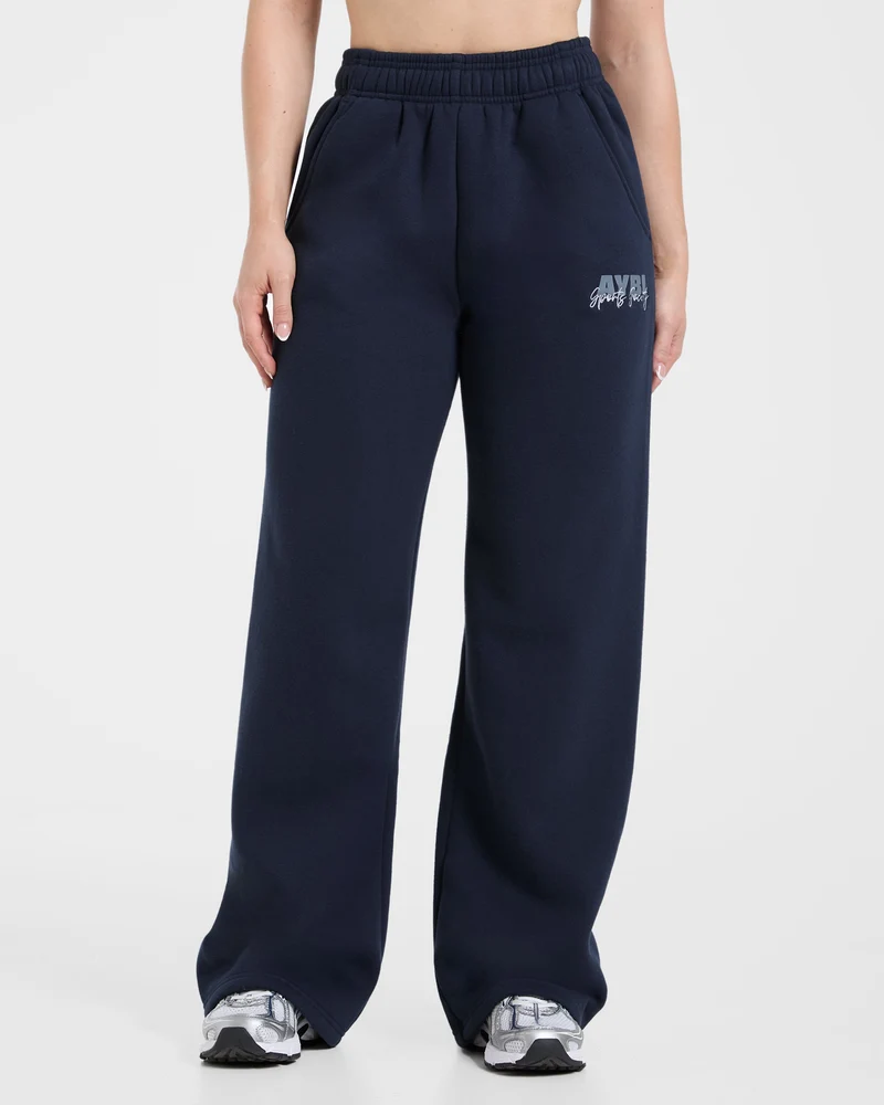 Sports Society Oversized Straight Leg Joggers - Navy