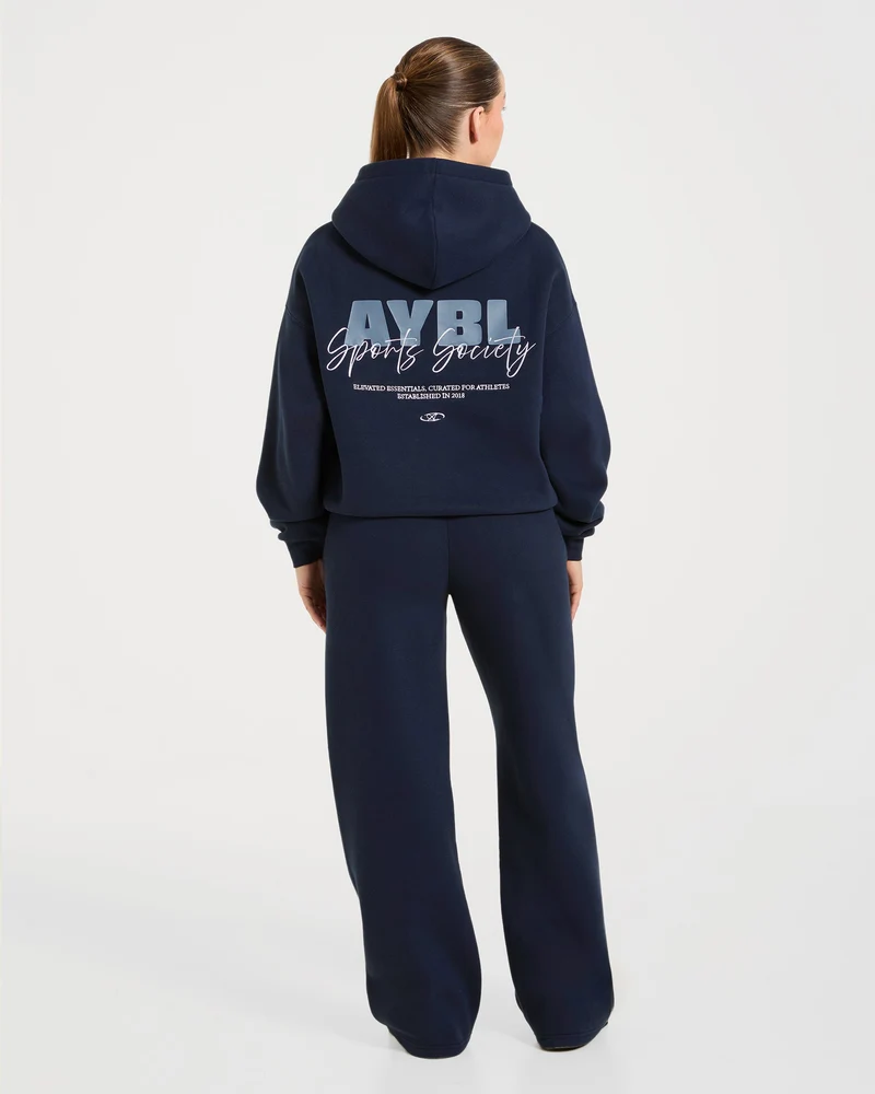 Sports Society Oversized Straight Leg Joggers - Navy