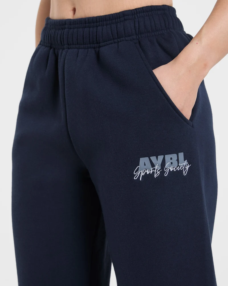 Sports Society Oversized Straight Leg Joggers - Navy