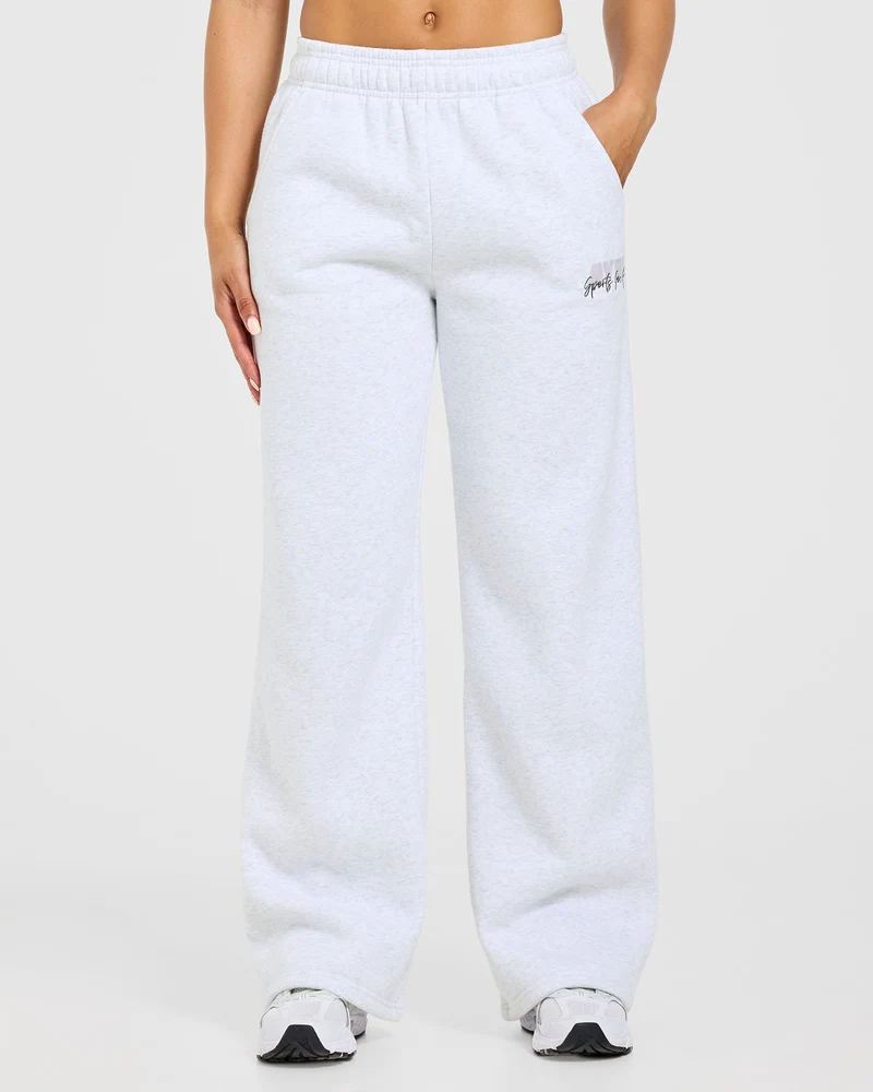 Sports Society Oversized Straight Leg Joggers - Heather Gris