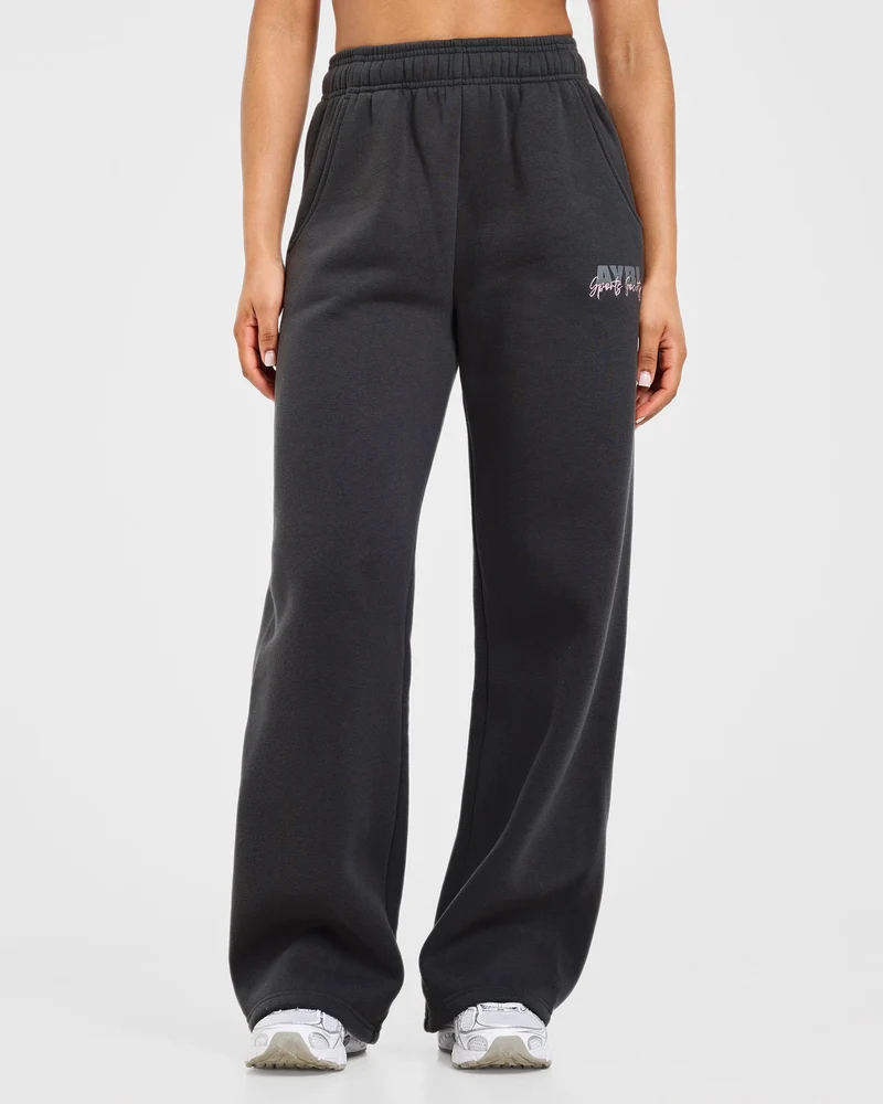 Sports Society Oversized Straight Leg Joggers - Charcoal