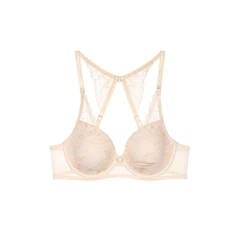 soutien-gorge rembourré dentelle beige clair élégant confort Triumph