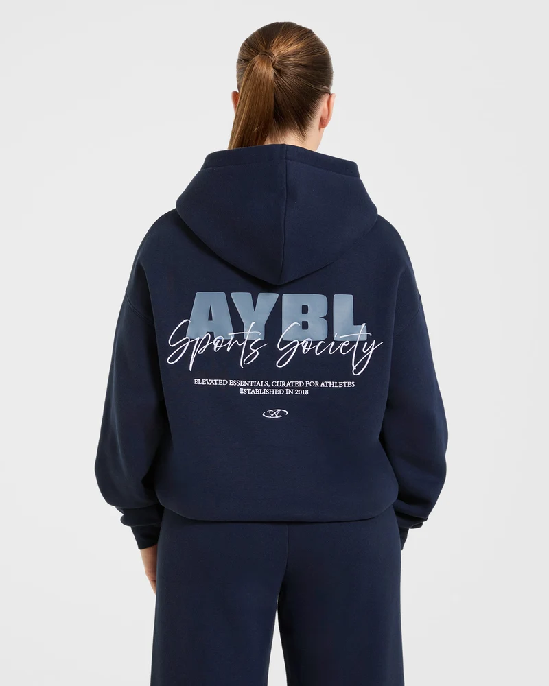 Sports Society Oversized Hoodie - Navy