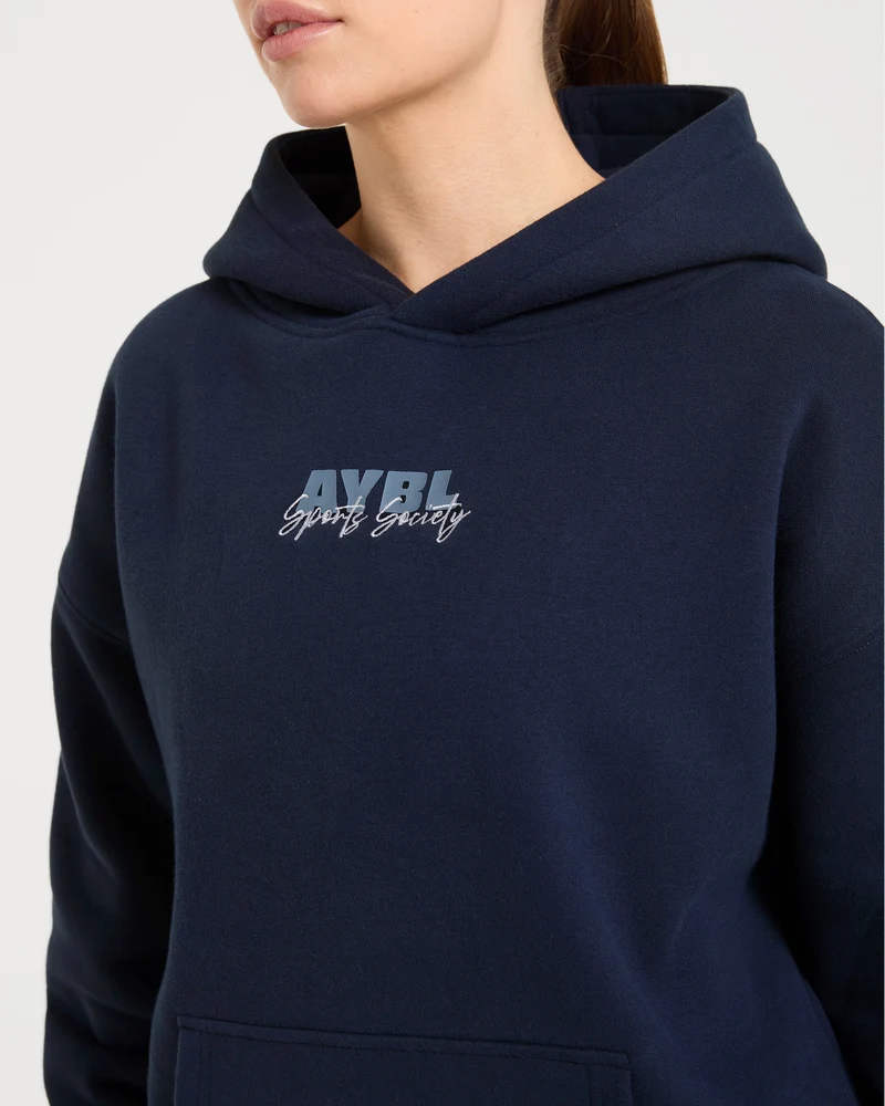 Sports Society Oversized Hoodie - Navy