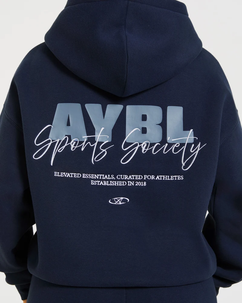 Sports Society Oversized Hoodie - Navy