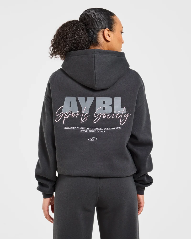 Sports Society Oversized Hoodie - Charcoal