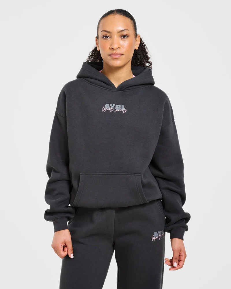 Sports Society Oversized Hoodie - Charcoal