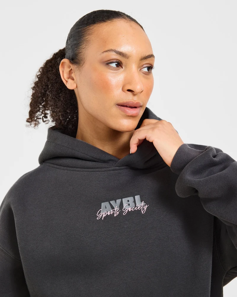 Sports Society Oversized Hoodie - Charcoal