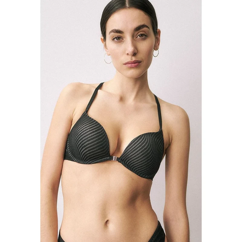 Soutien-gorge push-up dentelle géométrique noir Harmony Spotlight Triumph