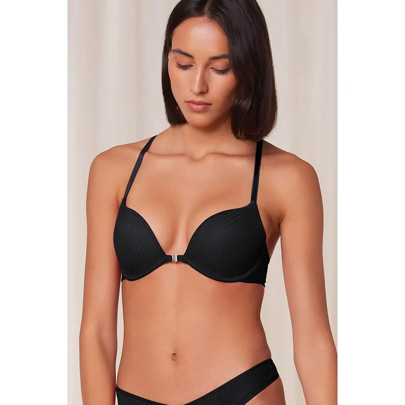 Soutien-gorge push-up dentelle géométrique noir Harmony Spotlight Triumph