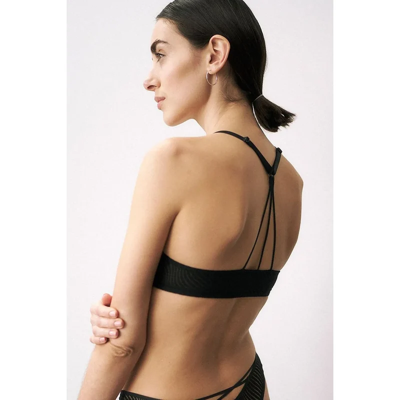 Soutien-gorge push-up dentelle géométrique noir Harmony Spotlight Triumph