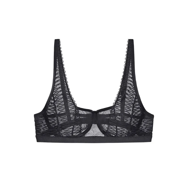 Soutien-gorge sans armature dentelle géométrique maintien naturel élégant