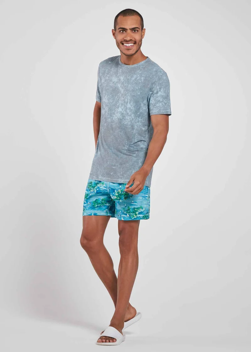 Calção Homem Beach Médio Estampado Ihas