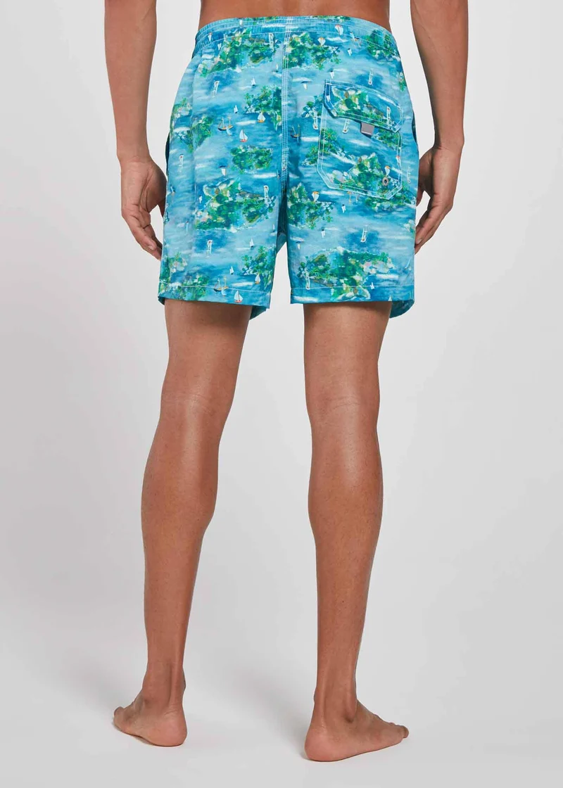 Calção Homem Beach Médio Estampado Ihas
