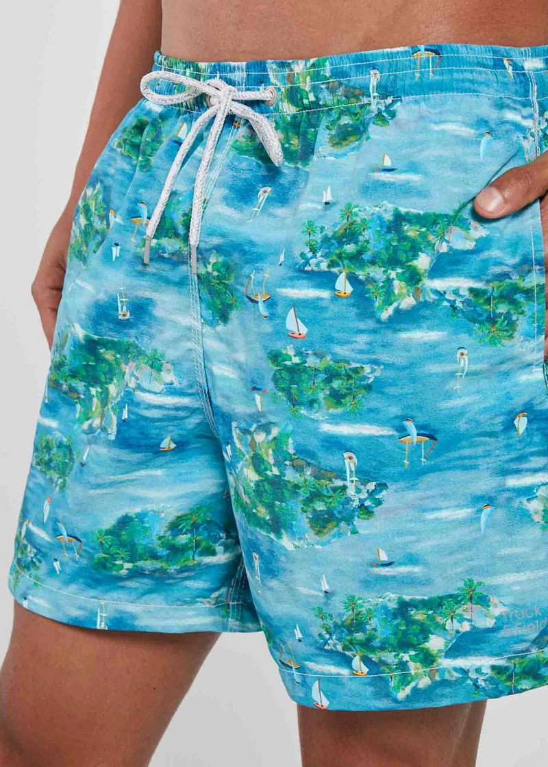 Calção Homem Beach Médio Estampado Ihas