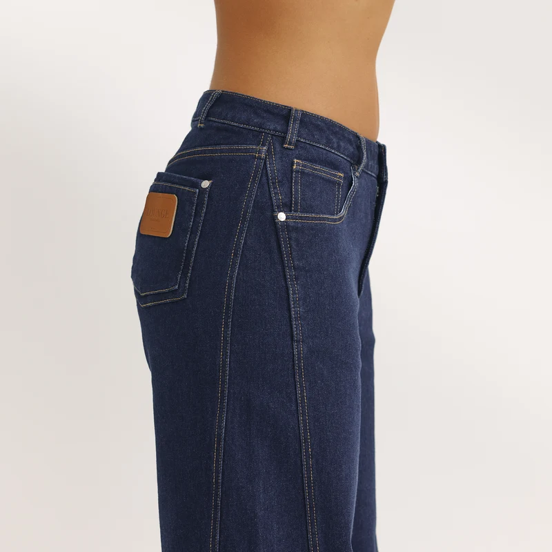 Jean Large à Taille Basse - Indigo