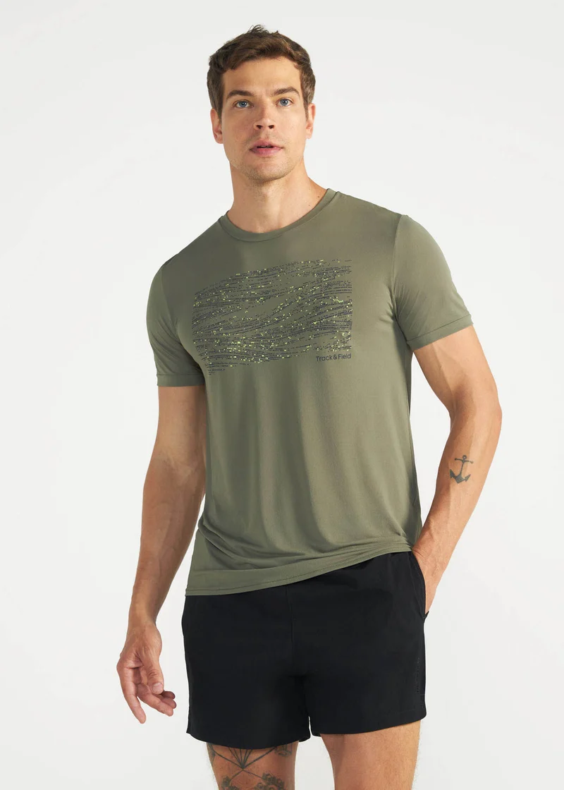 T-Shirt Homem Manga Curta Thermodry Estampada
