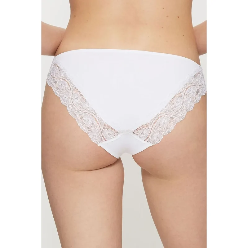 Culottes taille haute blanches confort dentelle invisible femme Lovely Micro Tai 10182556