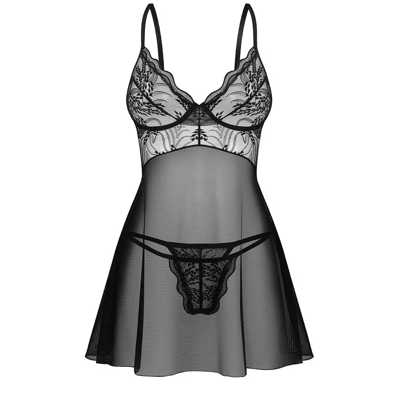 ensemble babydoll dentelle maille soutien ajustable femme élégance confort