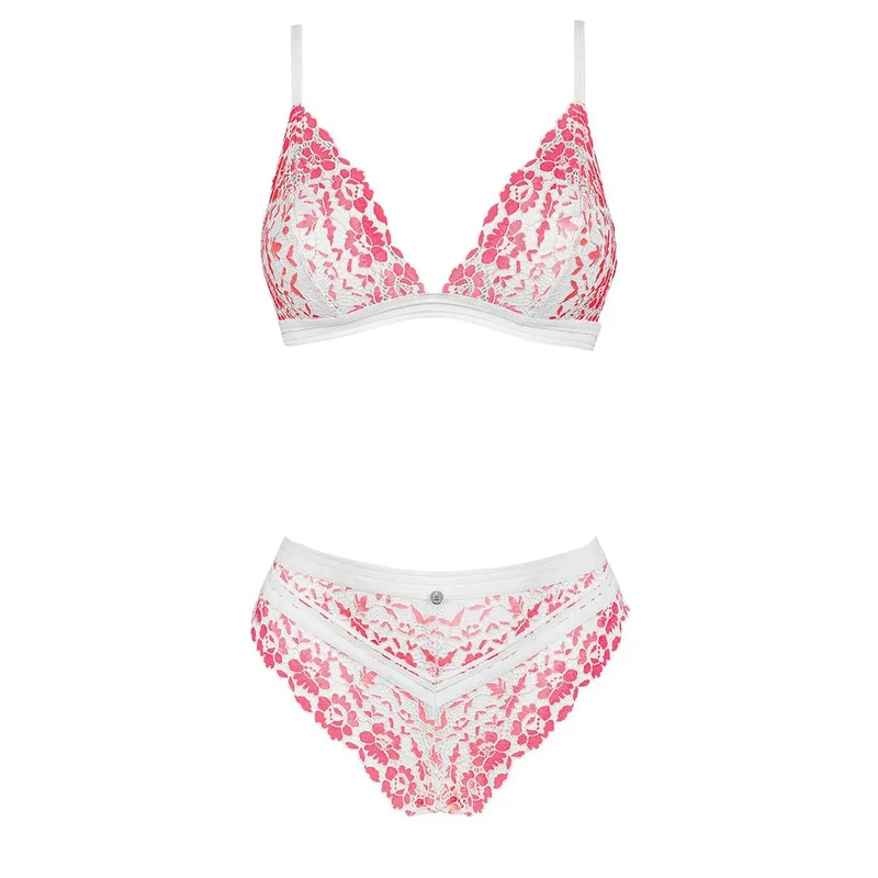 ensemble lingerie romantique rose poudré dentelle florale confort quotidien petites poitrines