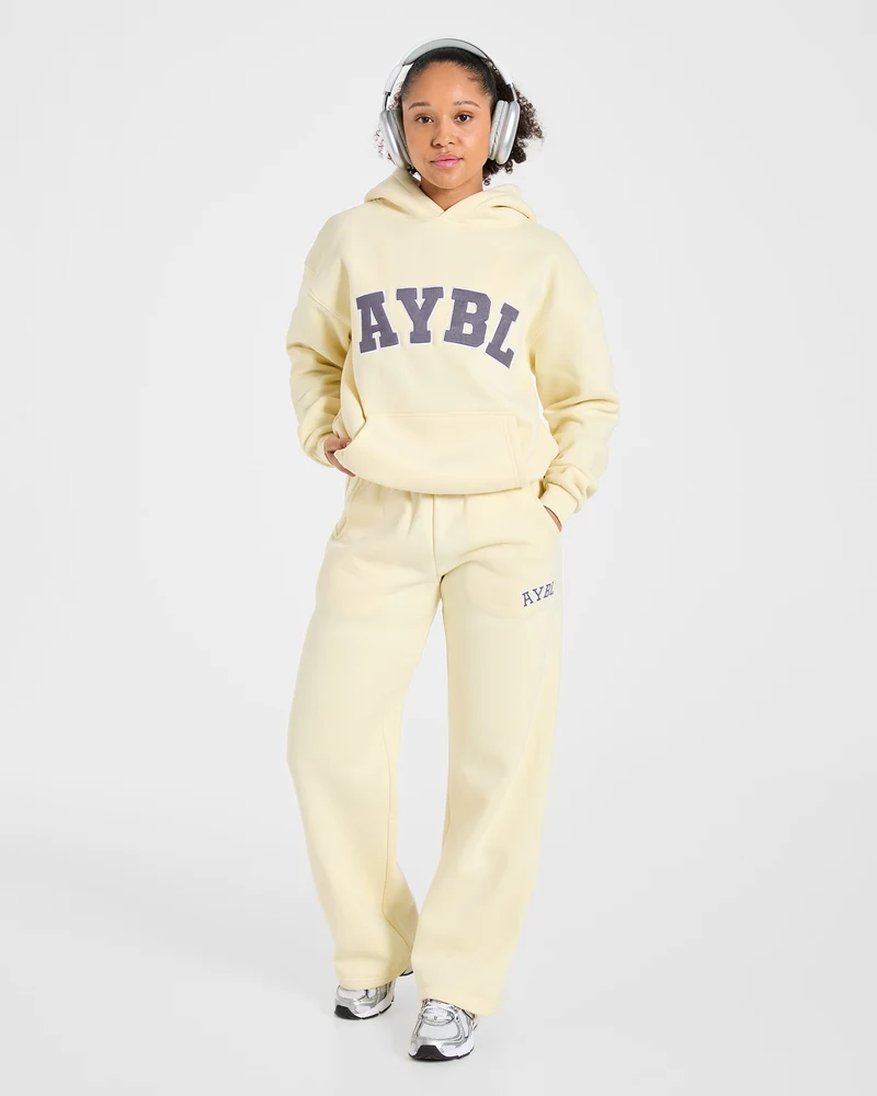 Varsity 2.0 Oversized Straight Leg Joggers - Butter Yellow