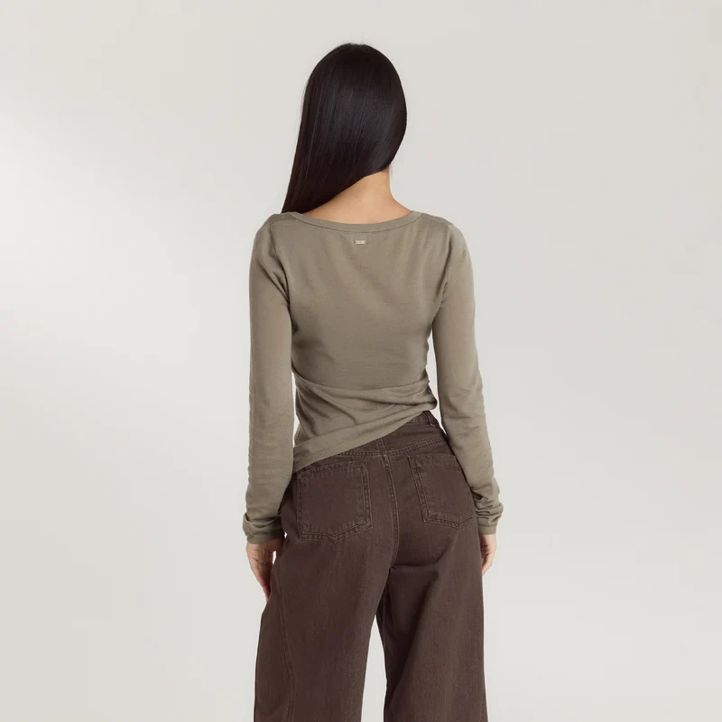 Haut Asymétrique en Maille Fine - Thym