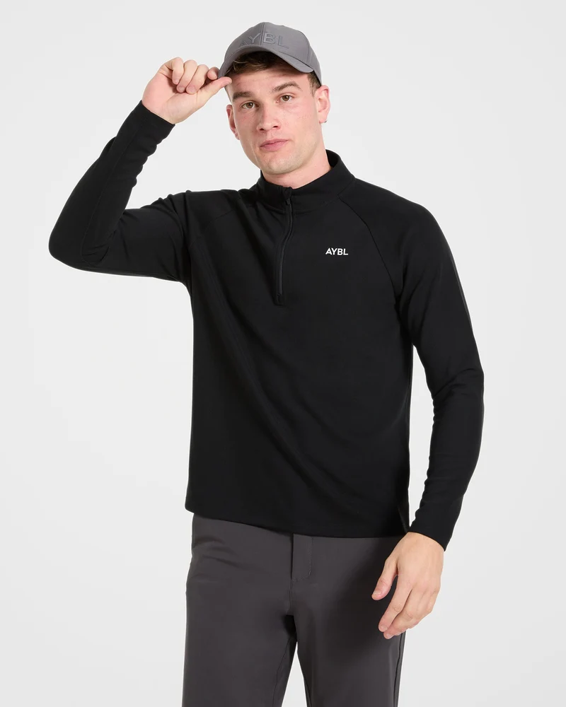 Precision Hybrid 1/4 Zip Pullover - Black