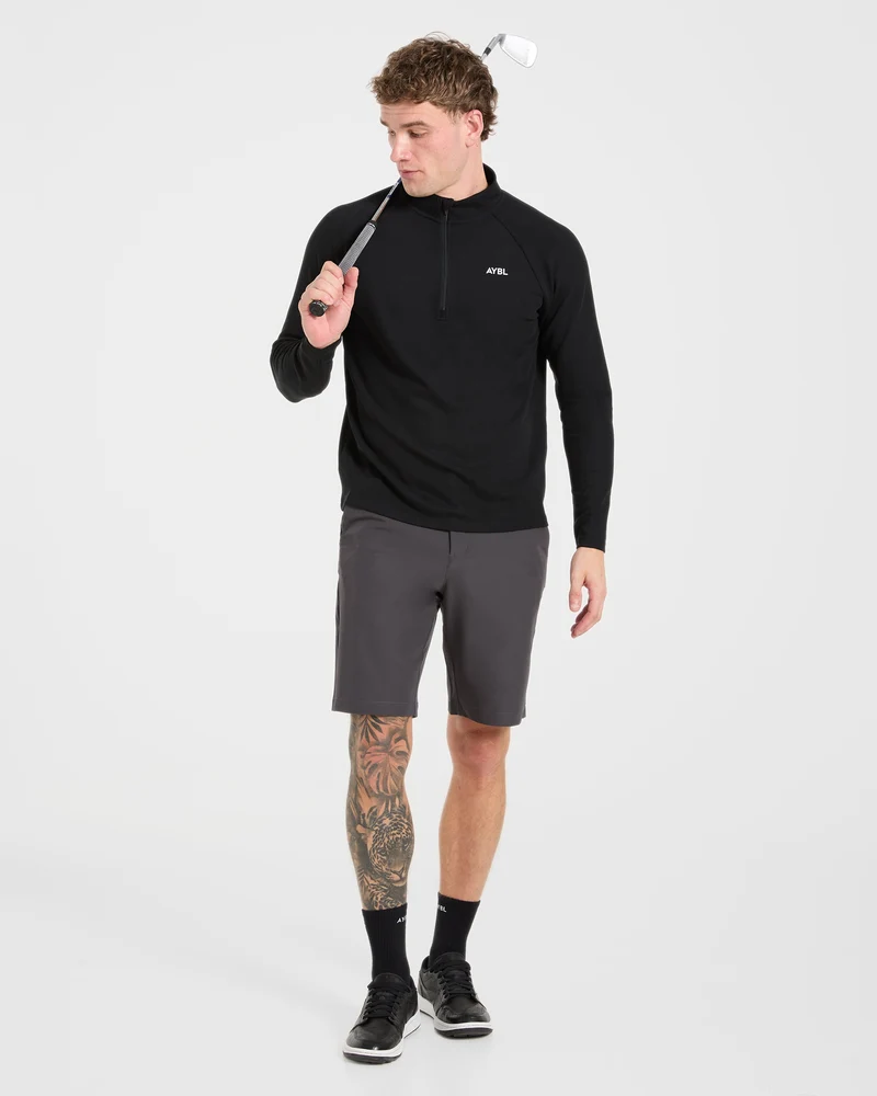 Precision Hybrid 1/4 Zip Pullover - Black