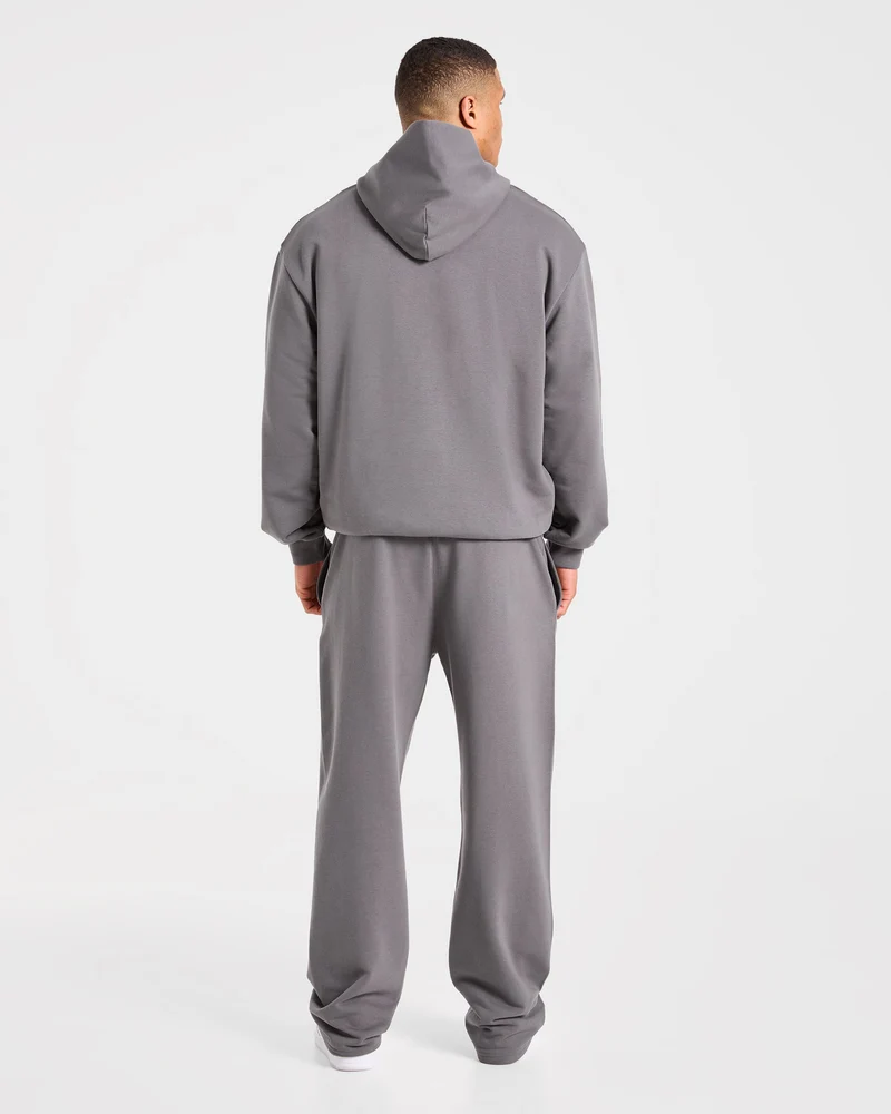 Strength Division Oversized Straight Leg Joggers - Charcoal/Rouge