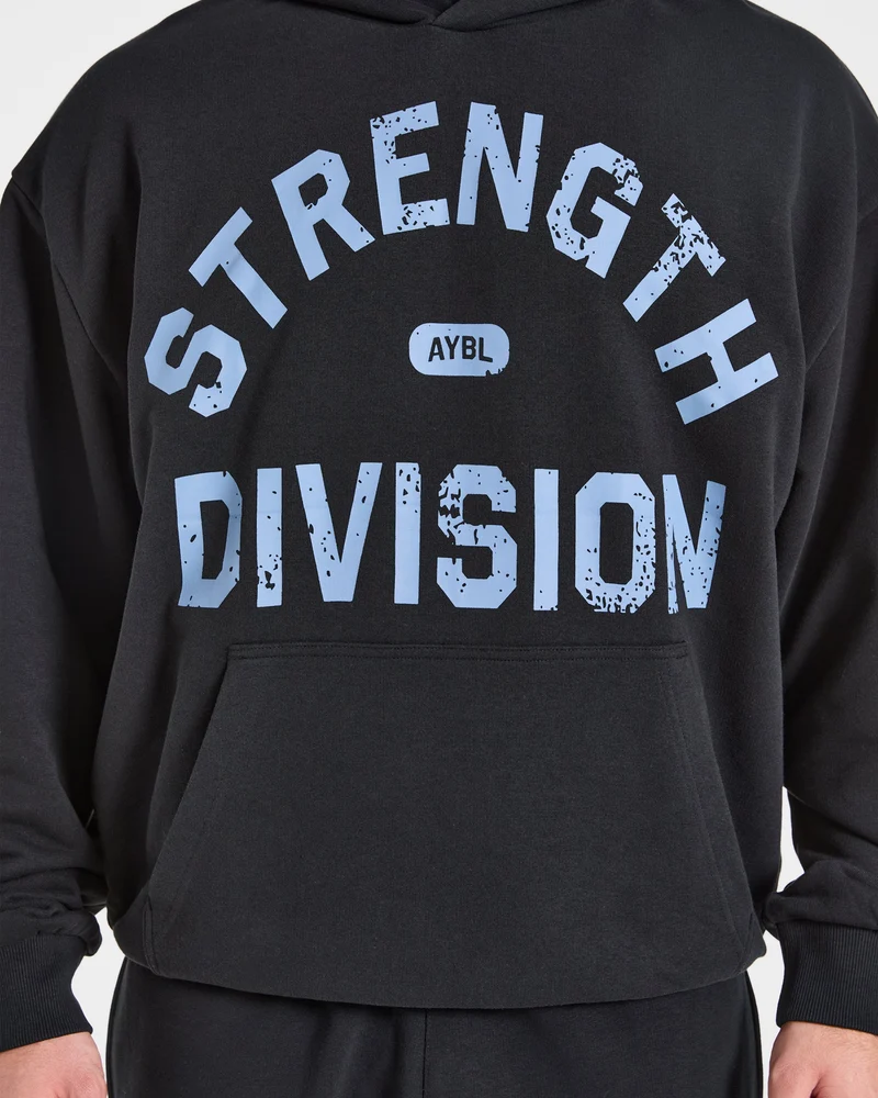 Strength Division Oversized Hoodie - Noir/Bleu