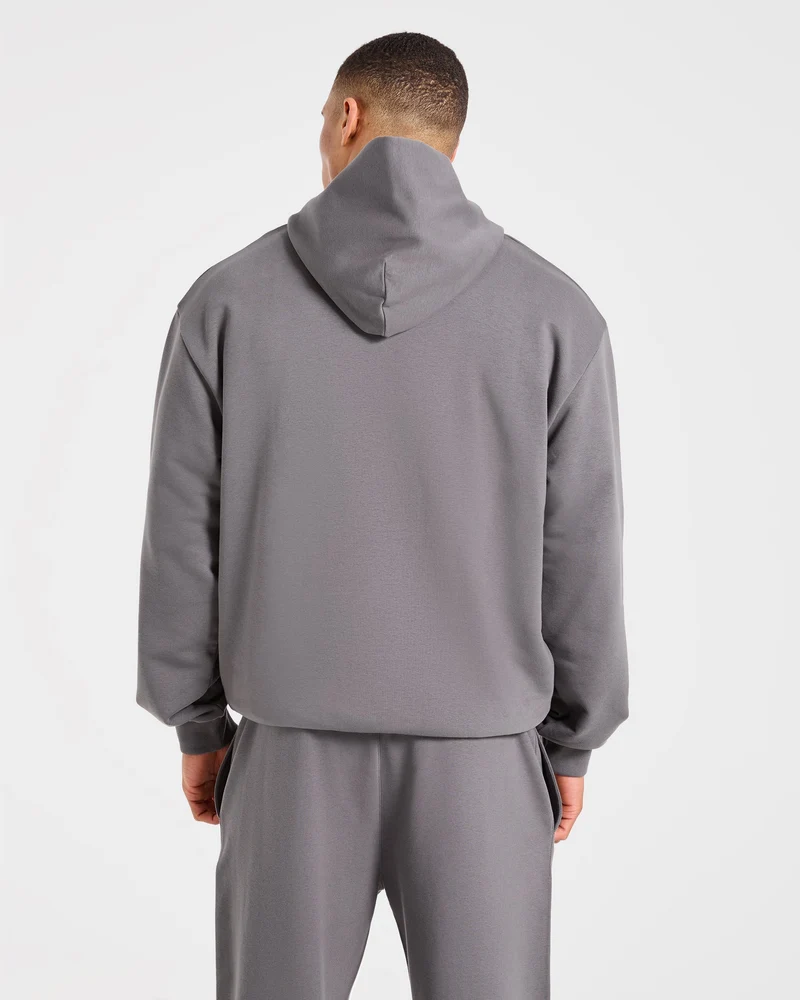 Strength Division Oversized Hoodie - Charcoal/Rouge