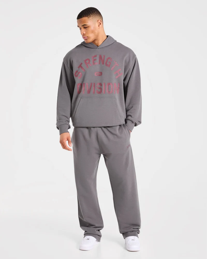 Strength Division Oversized Hoodie - Charcoal/Rouge