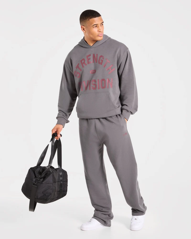 Strength Division Oversized Hoodie - Charcoal/Rouge