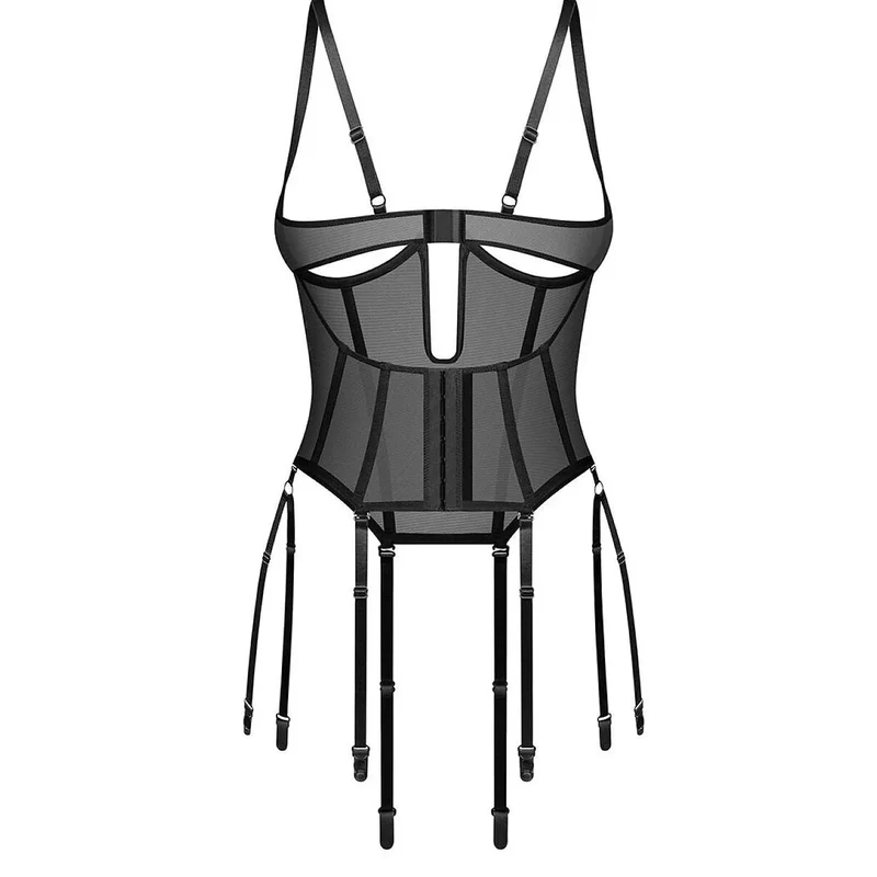 Corset Euphori semi-transparent ajustable baleines soutien jarretelles amovibles élégance féminine