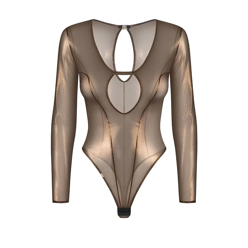 Body Soranna femme élégant classique audacieux filet transparent reflets dorés