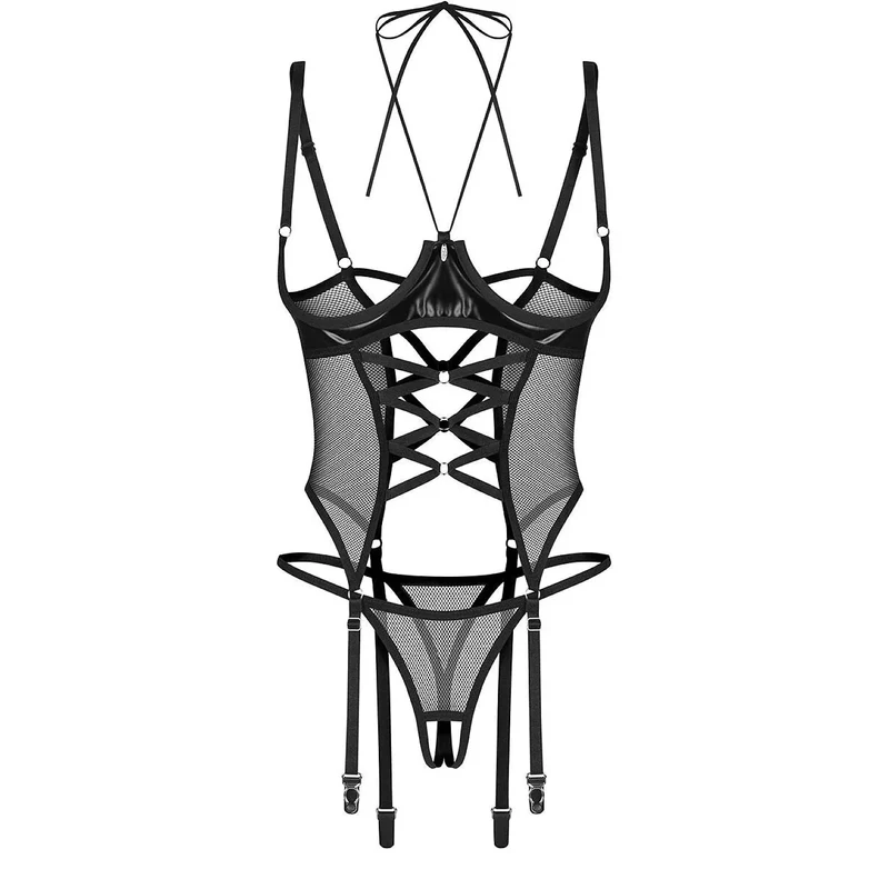 Ensemble lingerie audacieuse élégance sensuelle wet look femmes confiance en elles