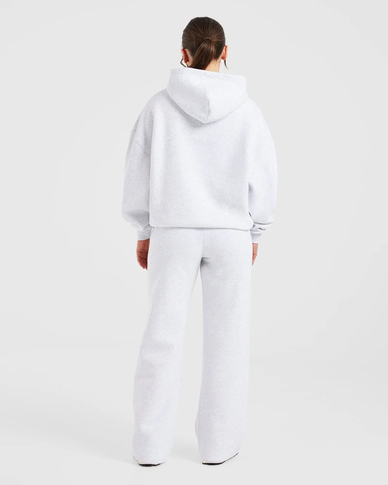 Varsity Embroidered Oversized Hoodie - Heather Grey