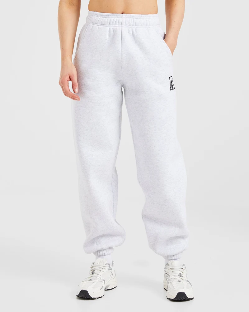 Varsity Embroidered Oversized Joggers - Heather Grey
