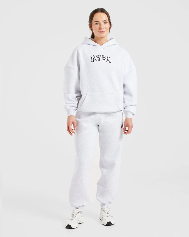 Varsity Embroidered Oversized Joggers - Heather Grey