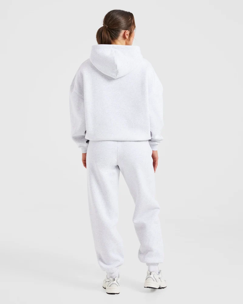 Varsity Embroidered Oversized Joggers - Heather Grey